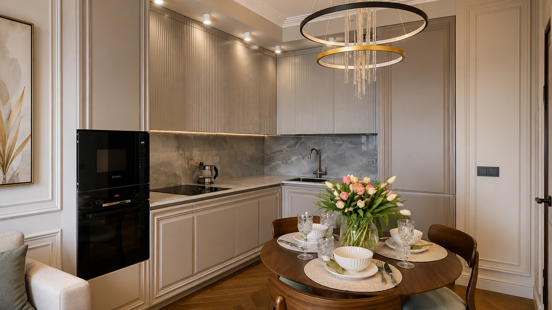 Elegant beige kitchen