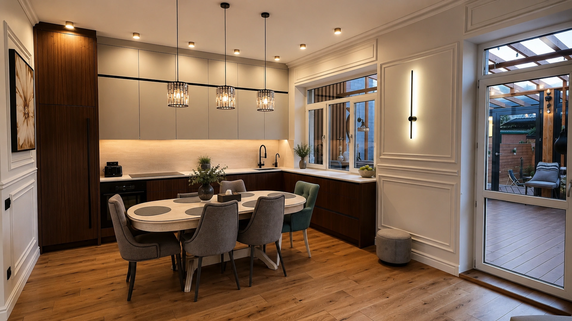 Elegant kitchen and dining room