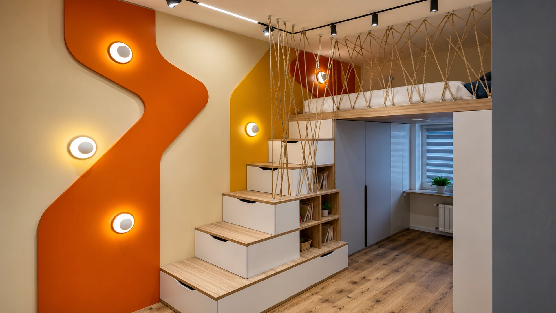 Children's playroom with a climbing structure