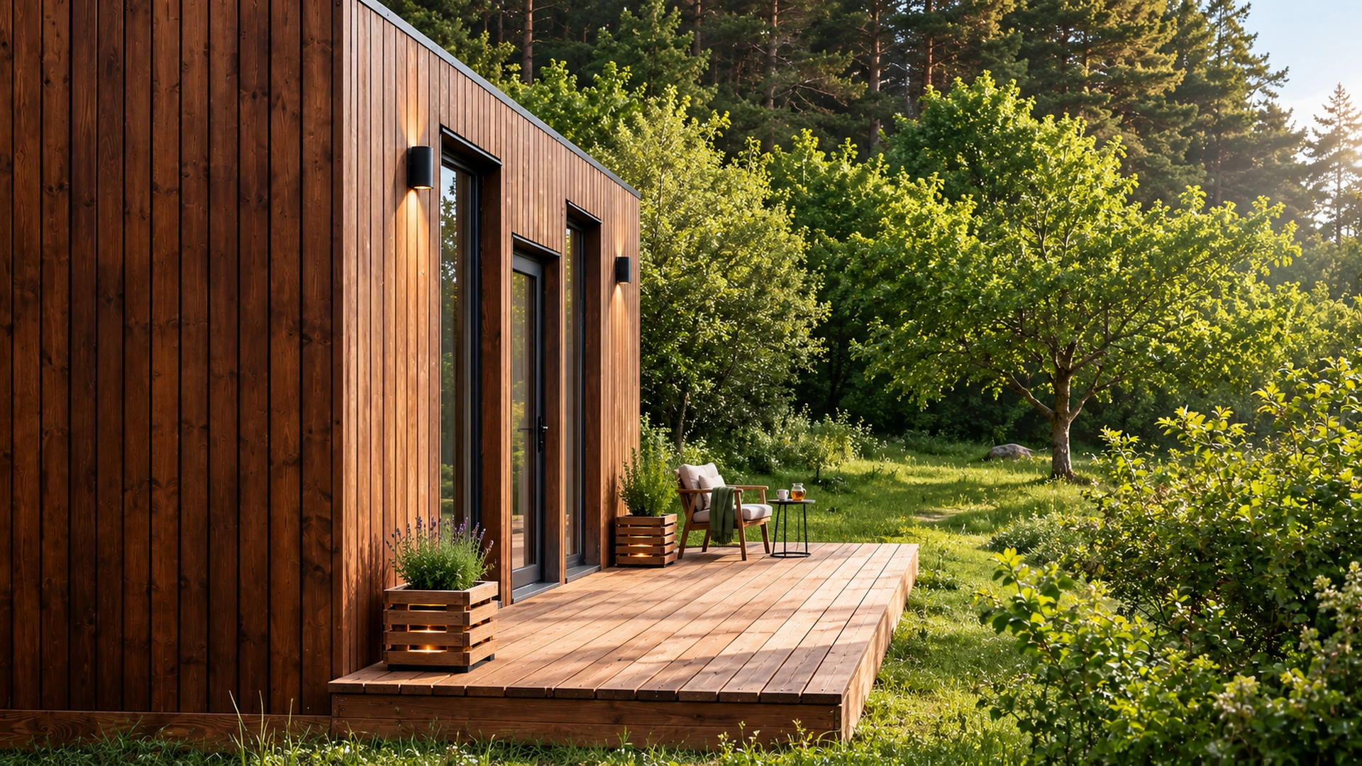 Modern wooden garden cabin