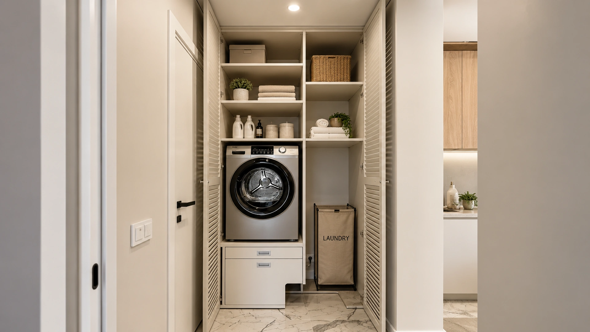 Built-in laundry closet